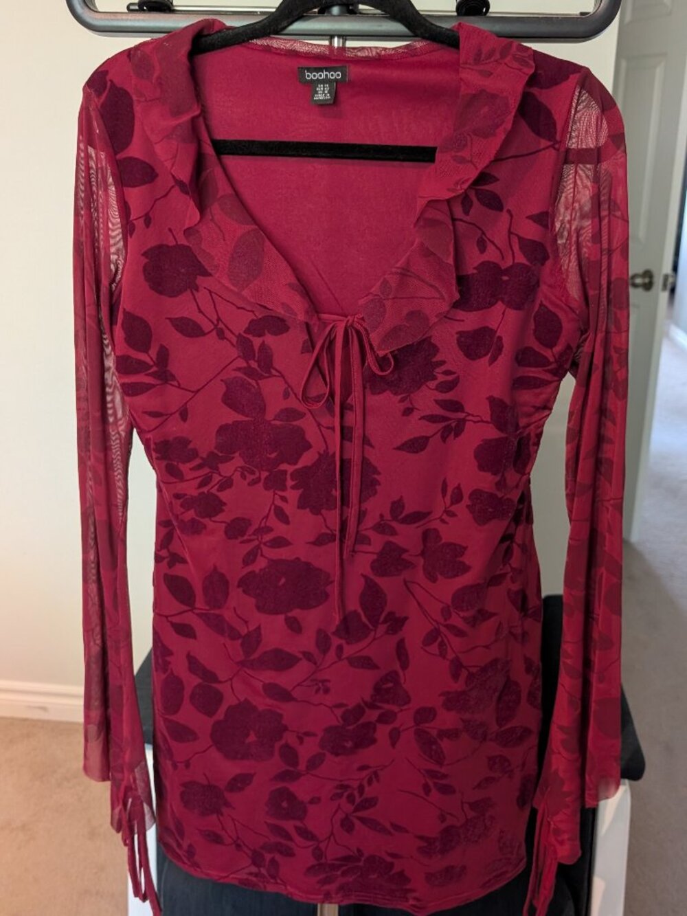 Boohoo red velvet dress